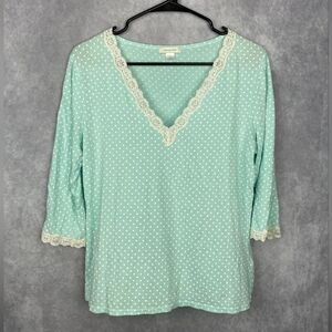 Garnet Hill Polka‎ Dot Modal Cotton Women Top Size M